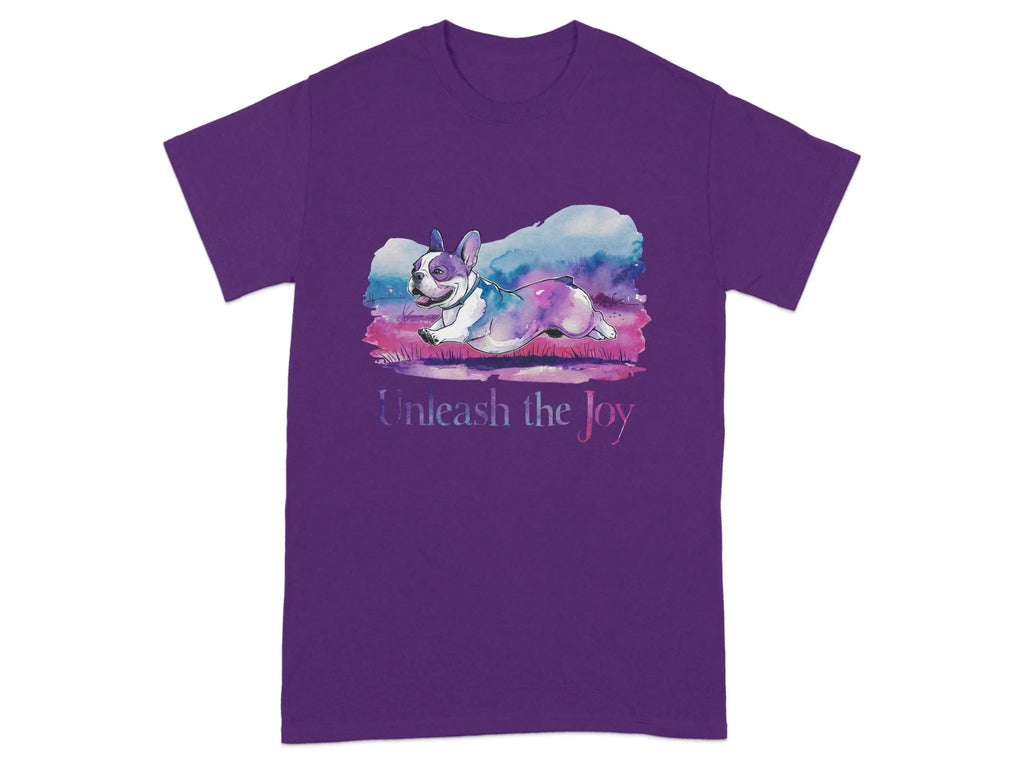 Unleash the Joy Boston Terrier Cute and Colorful Dog T-Shirts Purple T-shirt