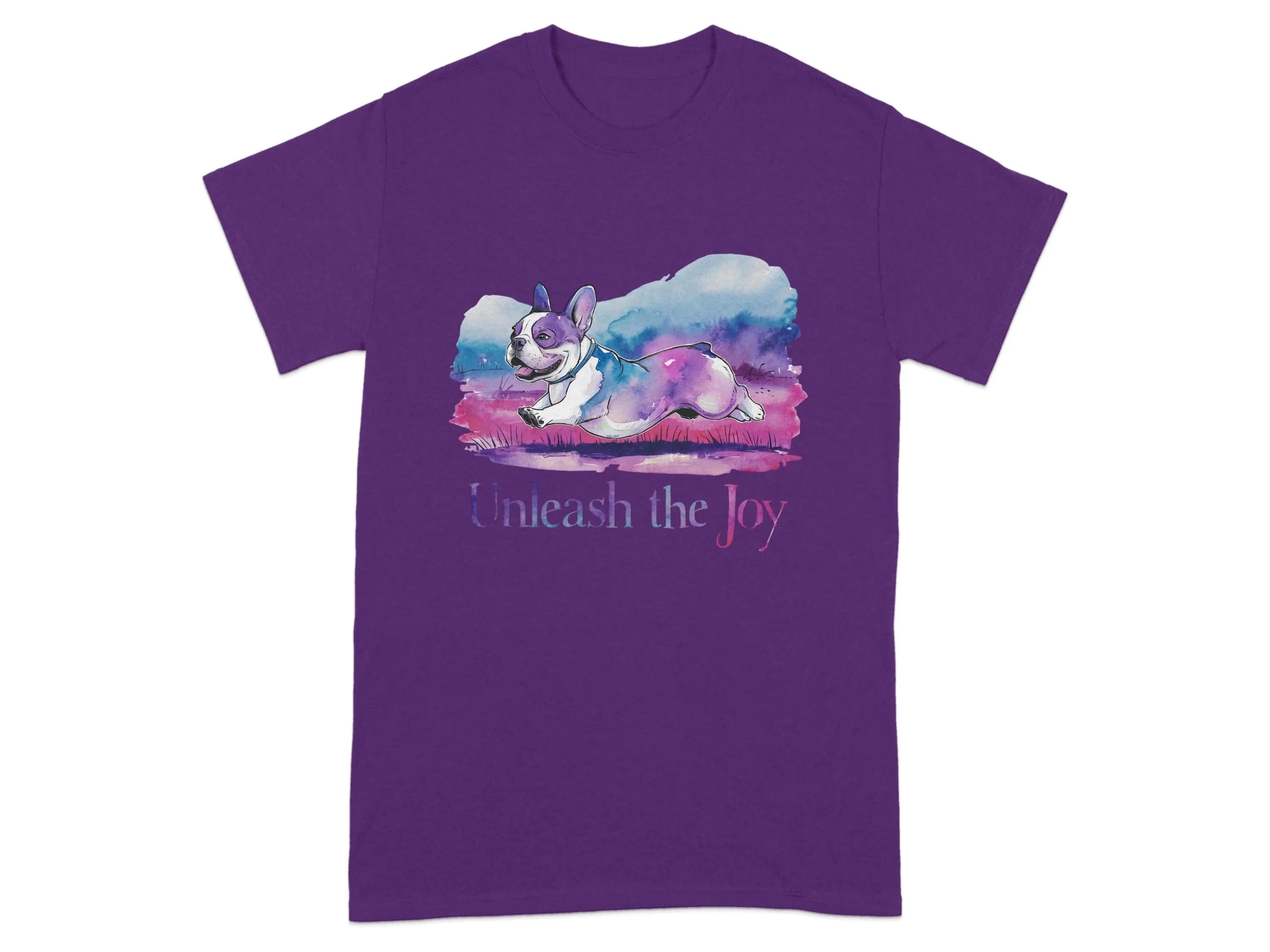 Unleash the Joy Boston Terrier Cute and Colorful Dog T-Shirts Purple T-shirt