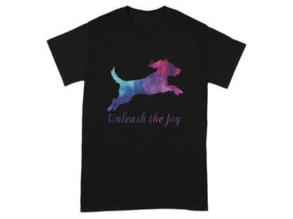 Unleash the Joy Colorful Dog T-Shirts Black T-shirt
