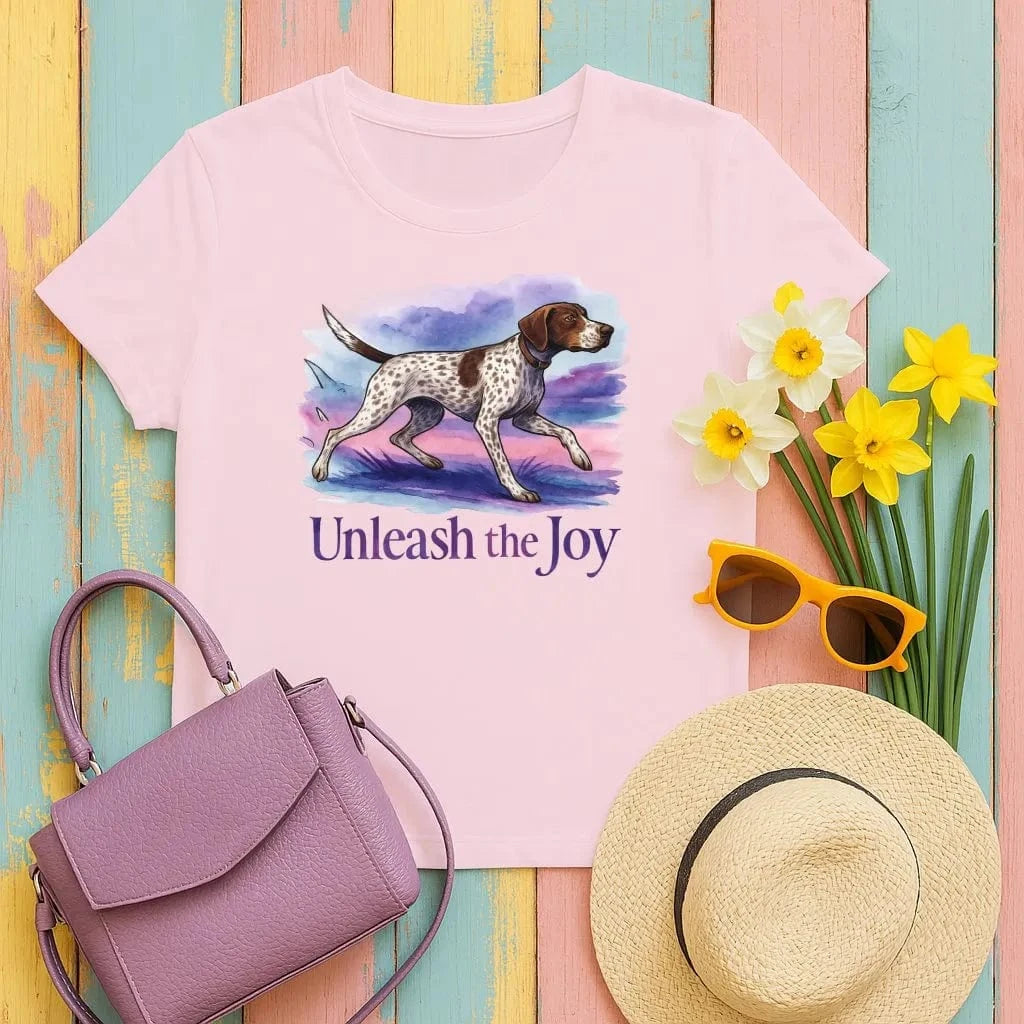 Unleash the Joy German Shorthaired Pointer T-Shirts Light Pink T-shirt