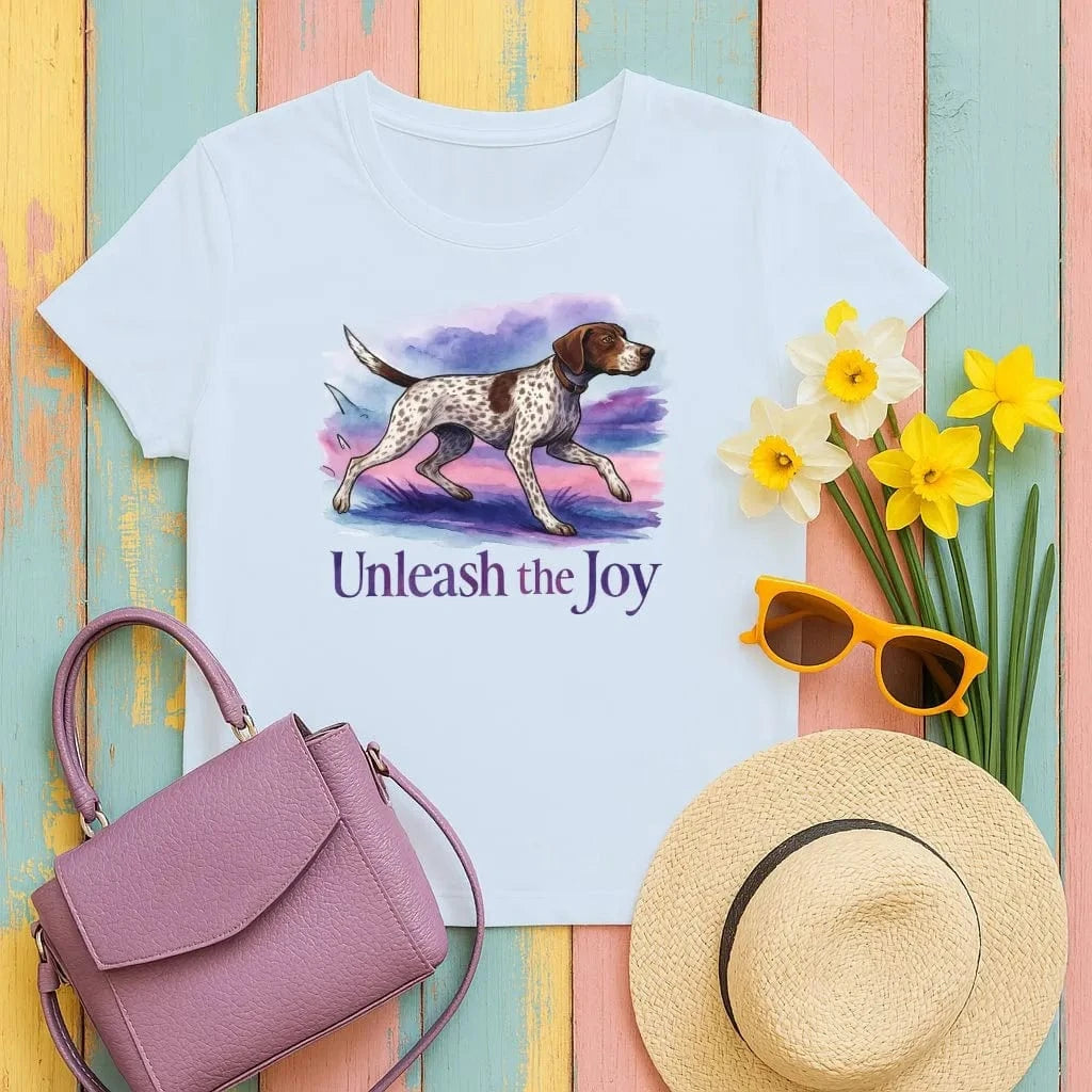 Unleash the Joy German Shorthaired Pointer T-Shirts Light Blue T-shirt