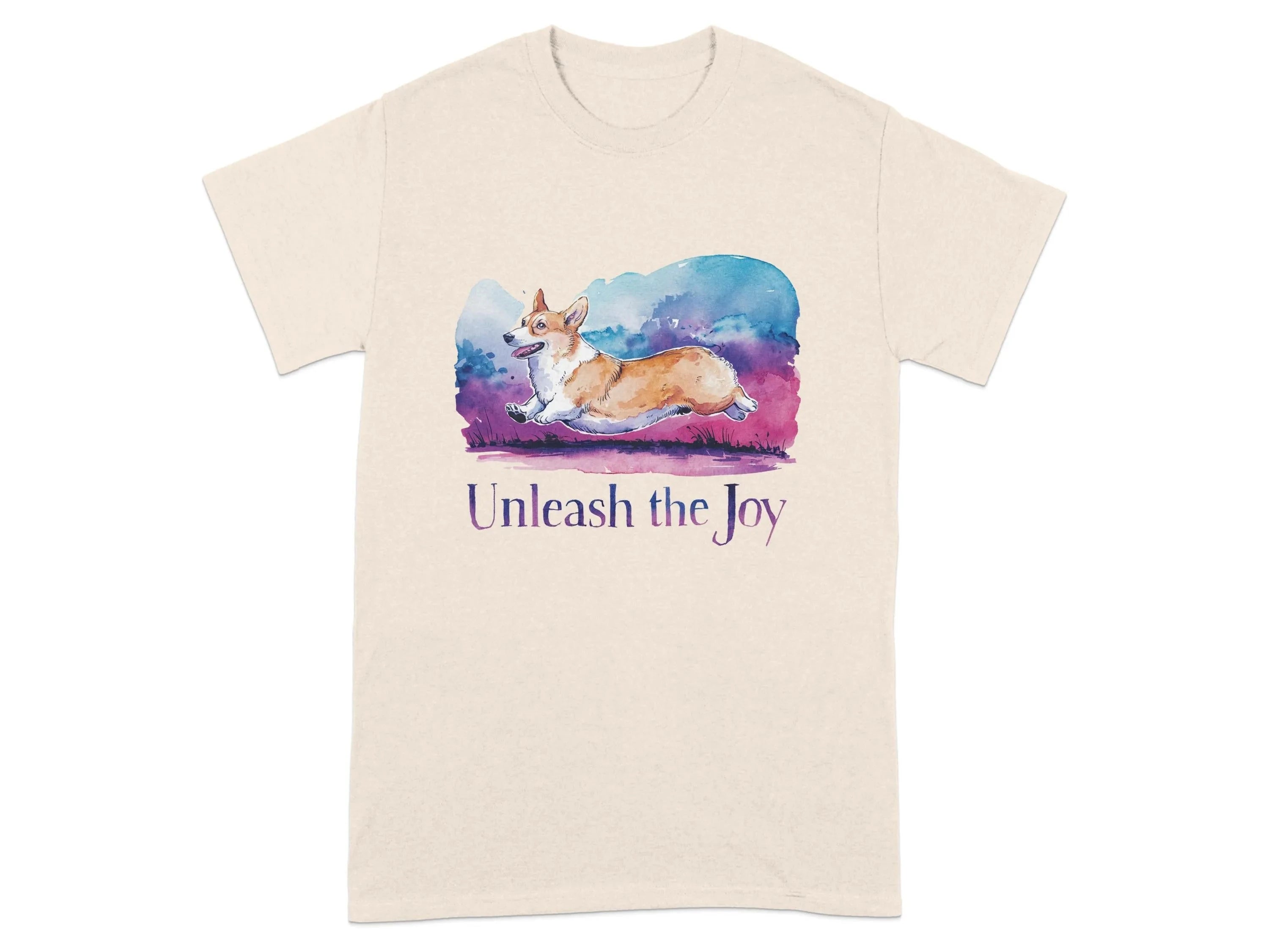 Unleash the Joy Playful Corgi Illustration T-Shirts Natural T-shirt
