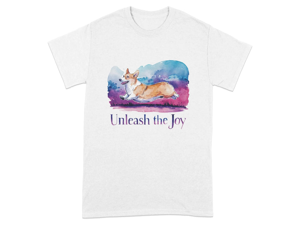 Unleash the Joy Playful Corgi Illustration T-Shirts White T-shirt