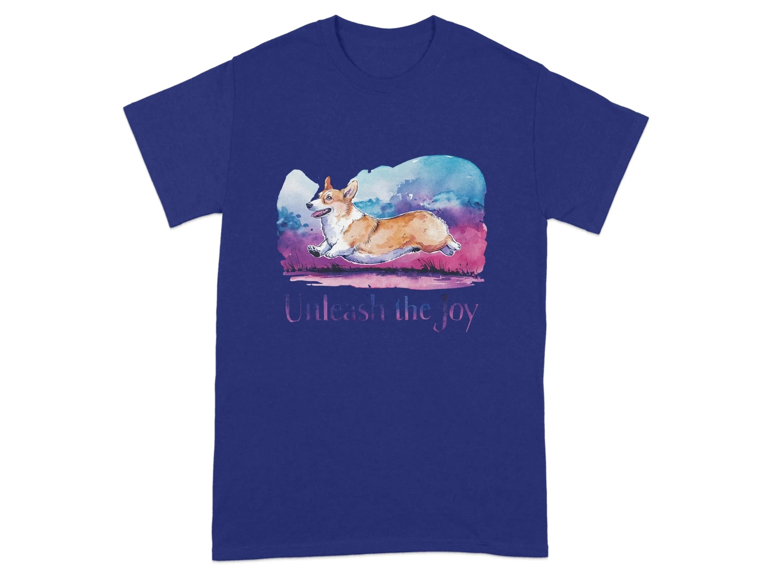 Unleash the Joy Playful Corgi Illustration T-Shirts Cobalt T-shirt
