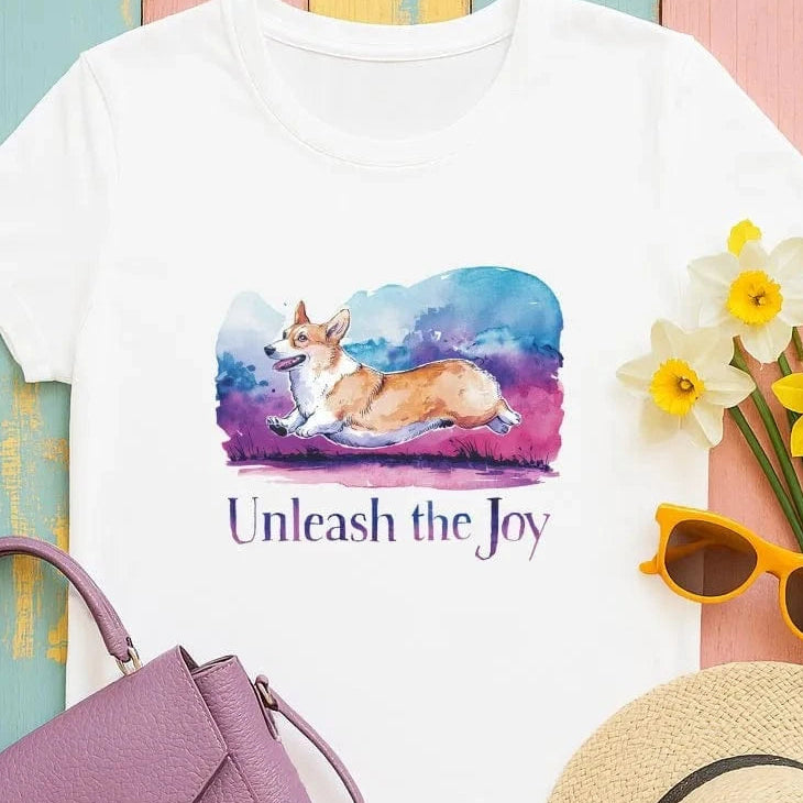 Unleash the Joy Playful Corgi Illustration T-Shirts T-shirt