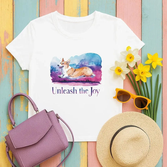 Unleash the Joy Playful Corgi Illustration T-Shirts T-shirt