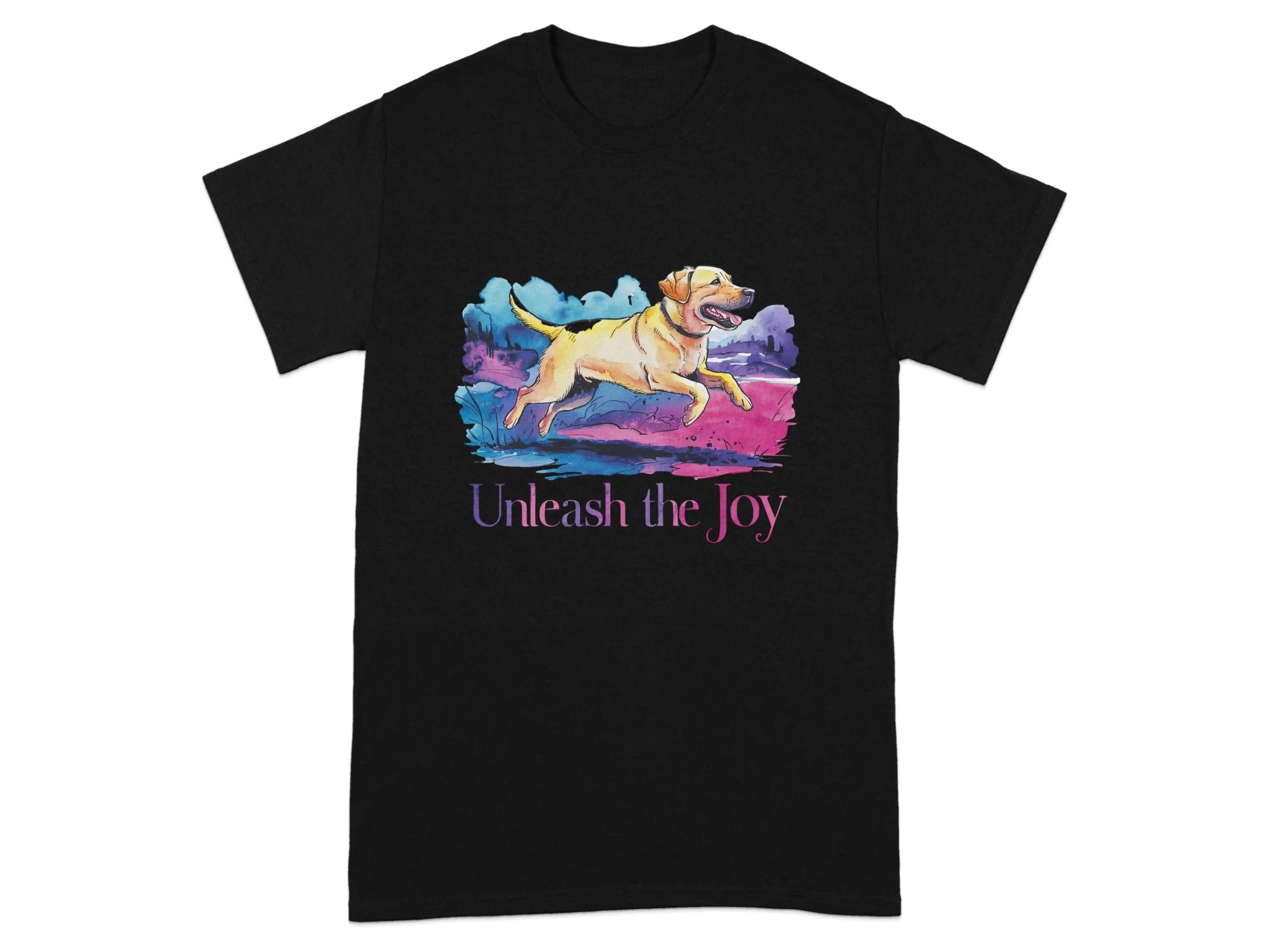 Unleash the Joy Vibrant Lab T-Shirts Black T-shirt