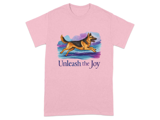 Unleash the Joy with a German Shepherd Watercolor T-Shirts Light Pink T-shirt