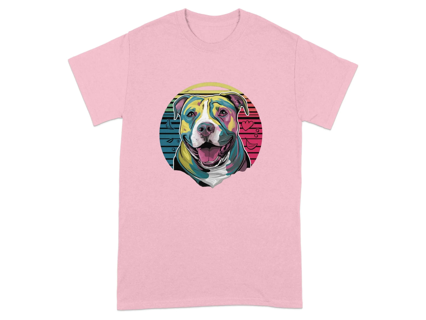 Vibrant Colorful Pitt Bull T-Shirts Light Pink T-shirt