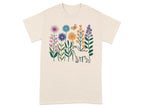 Vibrant Floral and Shiba Inu T-Shirts Natural T-shirt