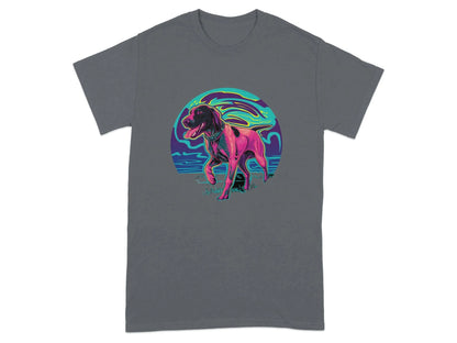 Vibrant Neon German Shorthaired Pointer T-Shirts Charcoal T-shirt