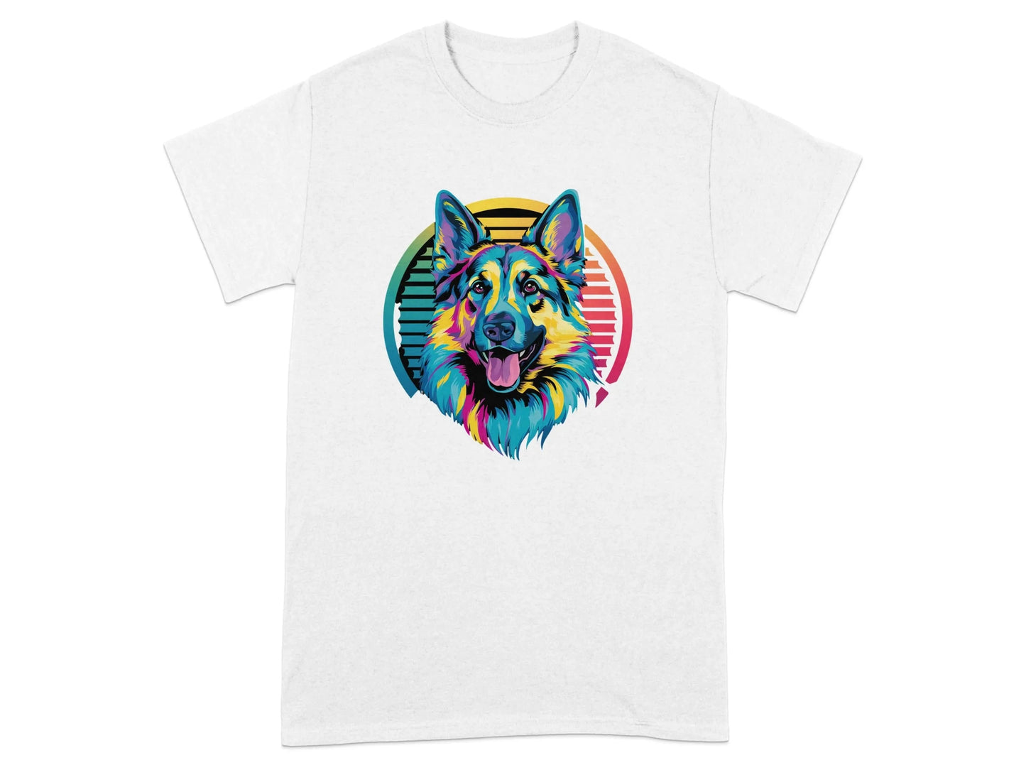 Vibrant Rainbow Dog Retro Vintage Art T-Shirts White T-shirt