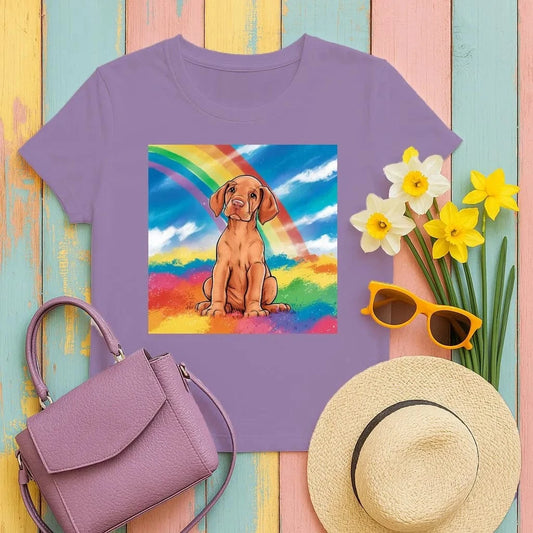 Vibrant Rainbow Vizsla Puppy T-Shirts T-shirt