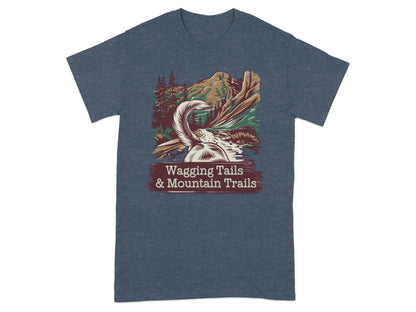 Wagging Tails and Mountain Trails T-Shirts Heather Navy T-shirt