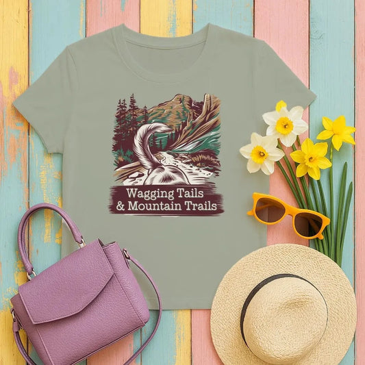 Wagging Tails and Mountain Trails T-Shirts Military Green T-shirt