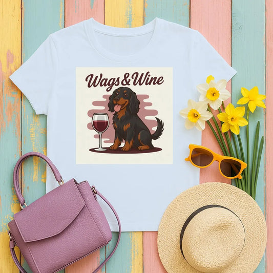 Wags and Wine Gordon Setter T-Shirt Light Blue T-shirts
