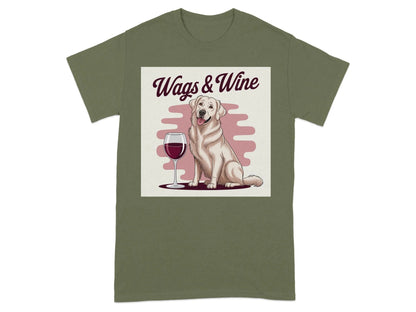 Wags and Wine Lab T-Shirts Military Green T-shirt