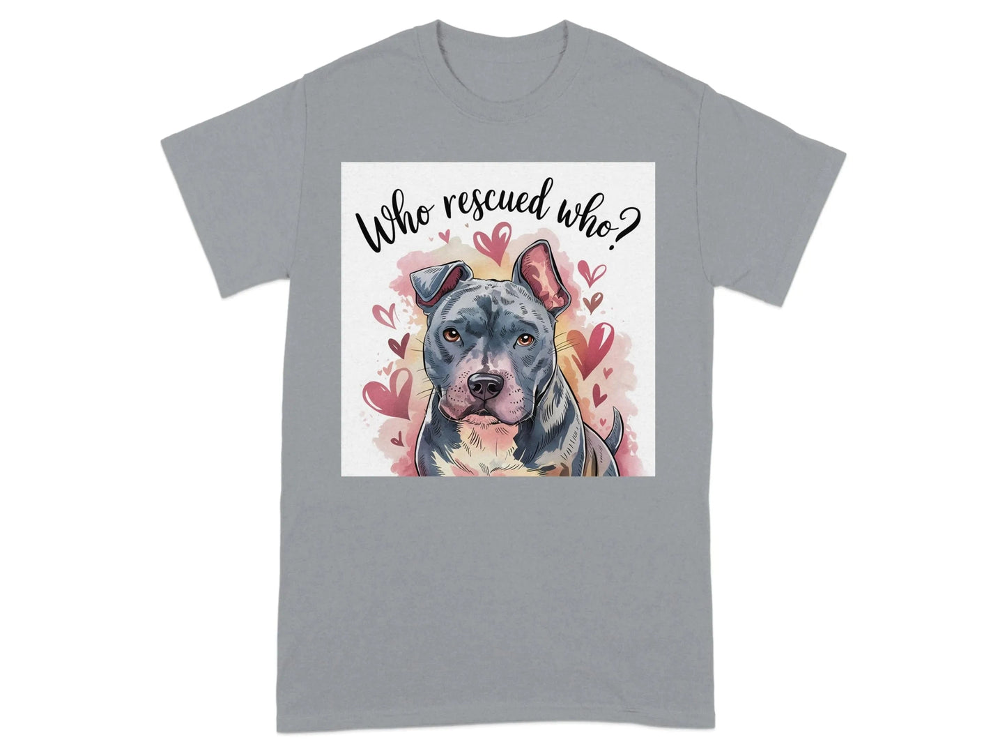 Who Rescued Who Cute Dog Illustration T-Shirts Gravel T-shirt