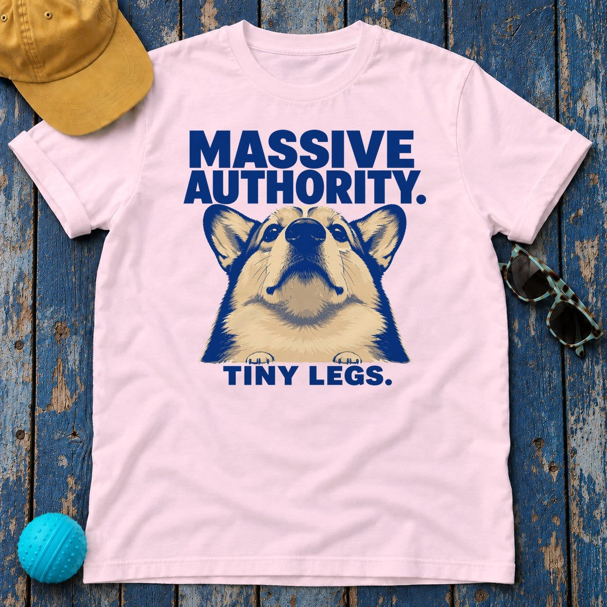 Corgi Authority: Tiny Legs T-Shirt in Light Pink