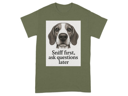 Sniff First Ask Questions Later Dog Graphic Shirt product