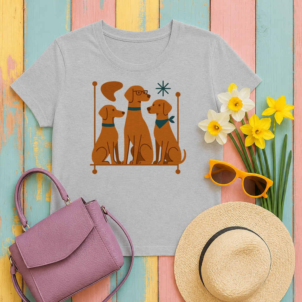 Mid-Century Vizsla T-Shirt in Sport Grey