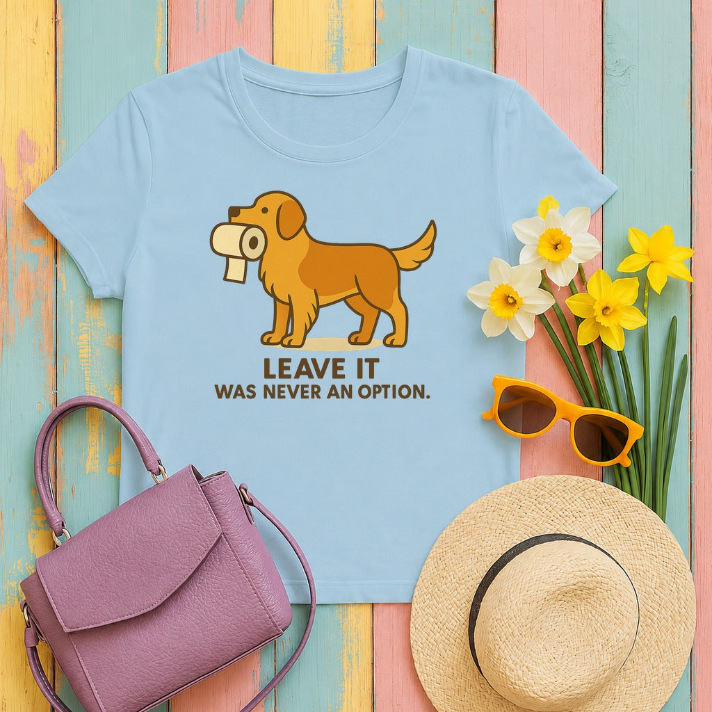 Golden Retriever Leave It Tee in Light Blue