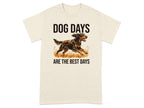 T-shirt with dog running and text "DOG DAYS ARE THE BEST DAYS".