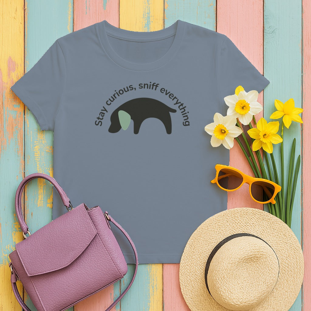 Stay Curious GSP Puppy T-Shirt in Blue Jean