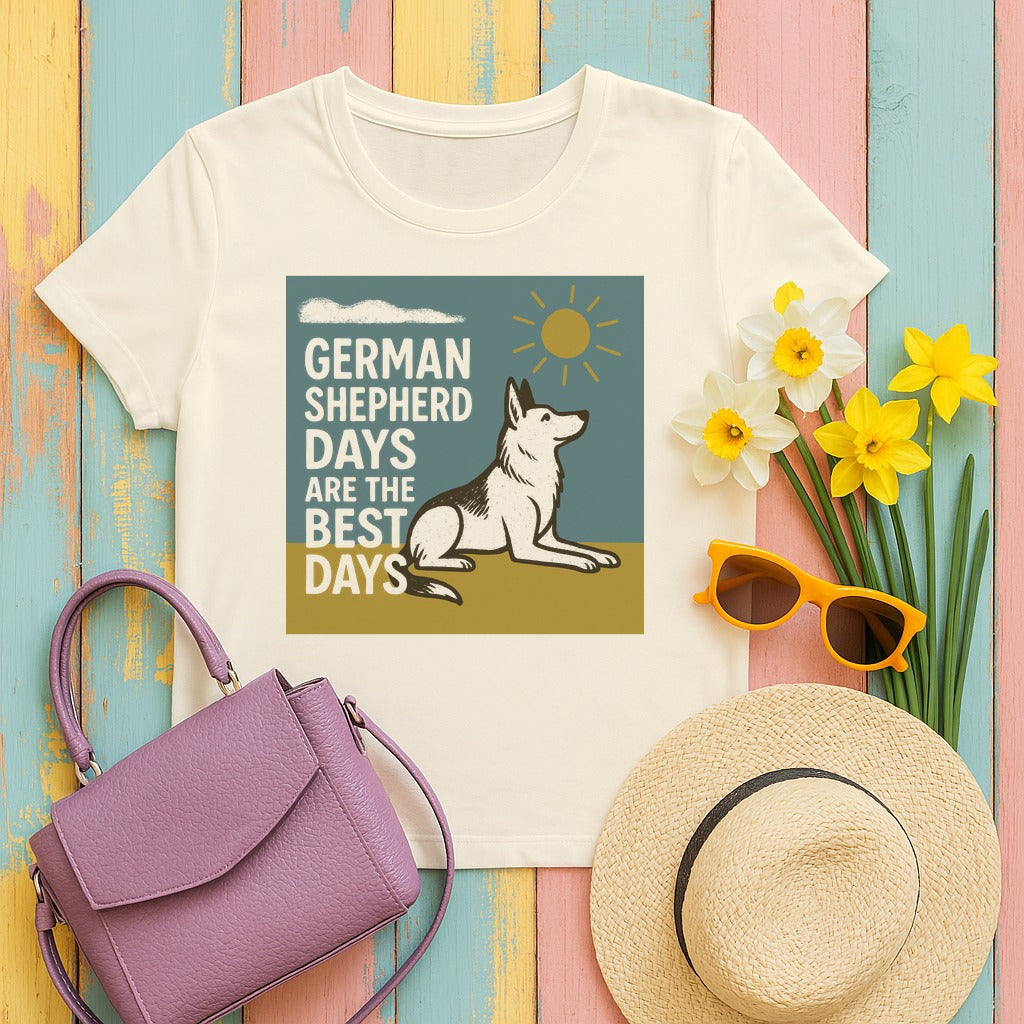 German Shepherd Days Premium Graphic T-Shirt in Natural