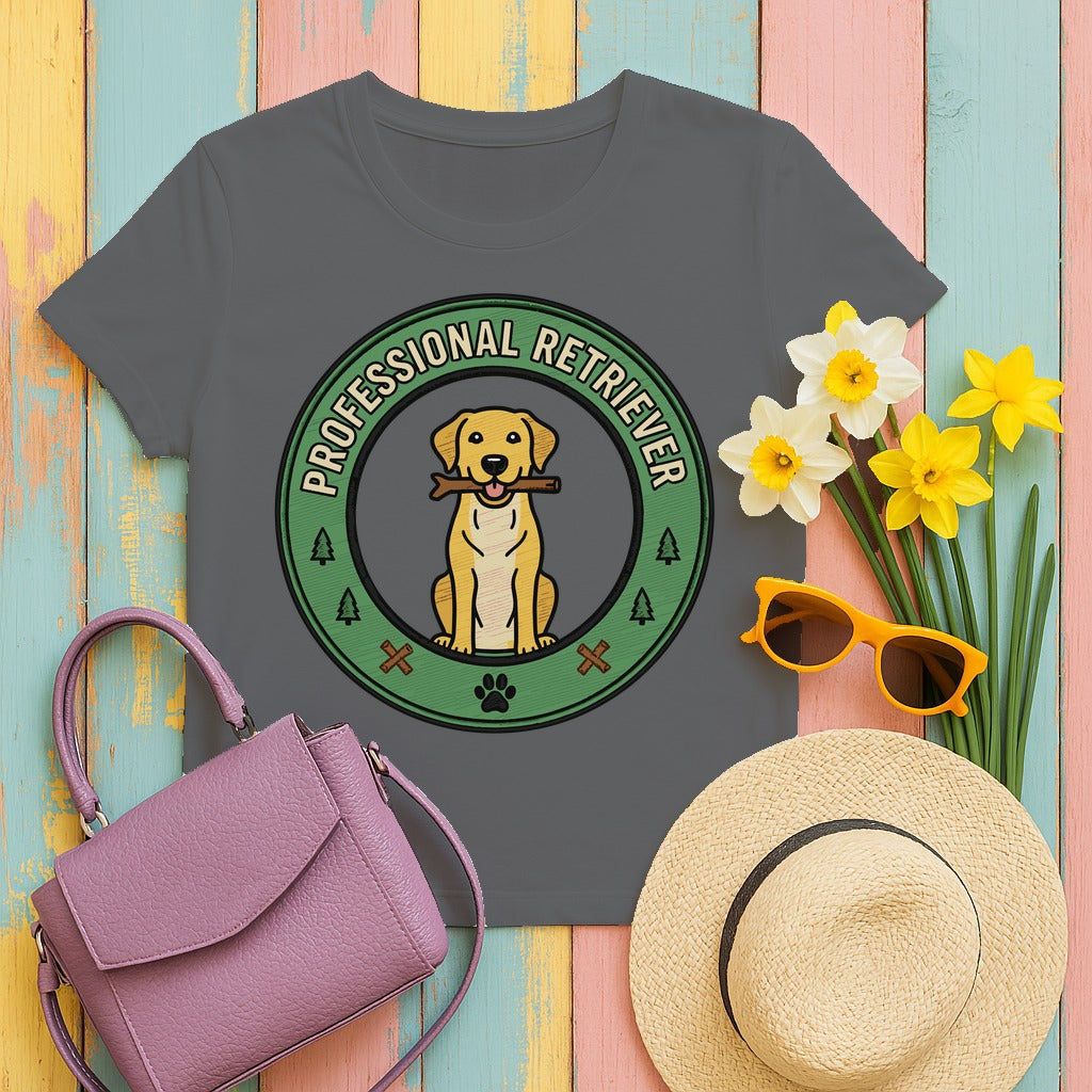 Funny Professional Retriever Yellow Labrador T-Shirt in Graphite Heather