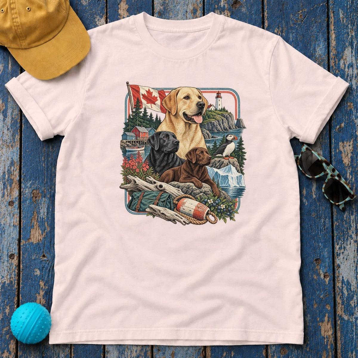 Labrador Retriever Canada Heritage T-Shirt in Soft Pink