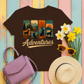 Adventurous Black Labrador in Nature T-Shirt in Dark Chocolate