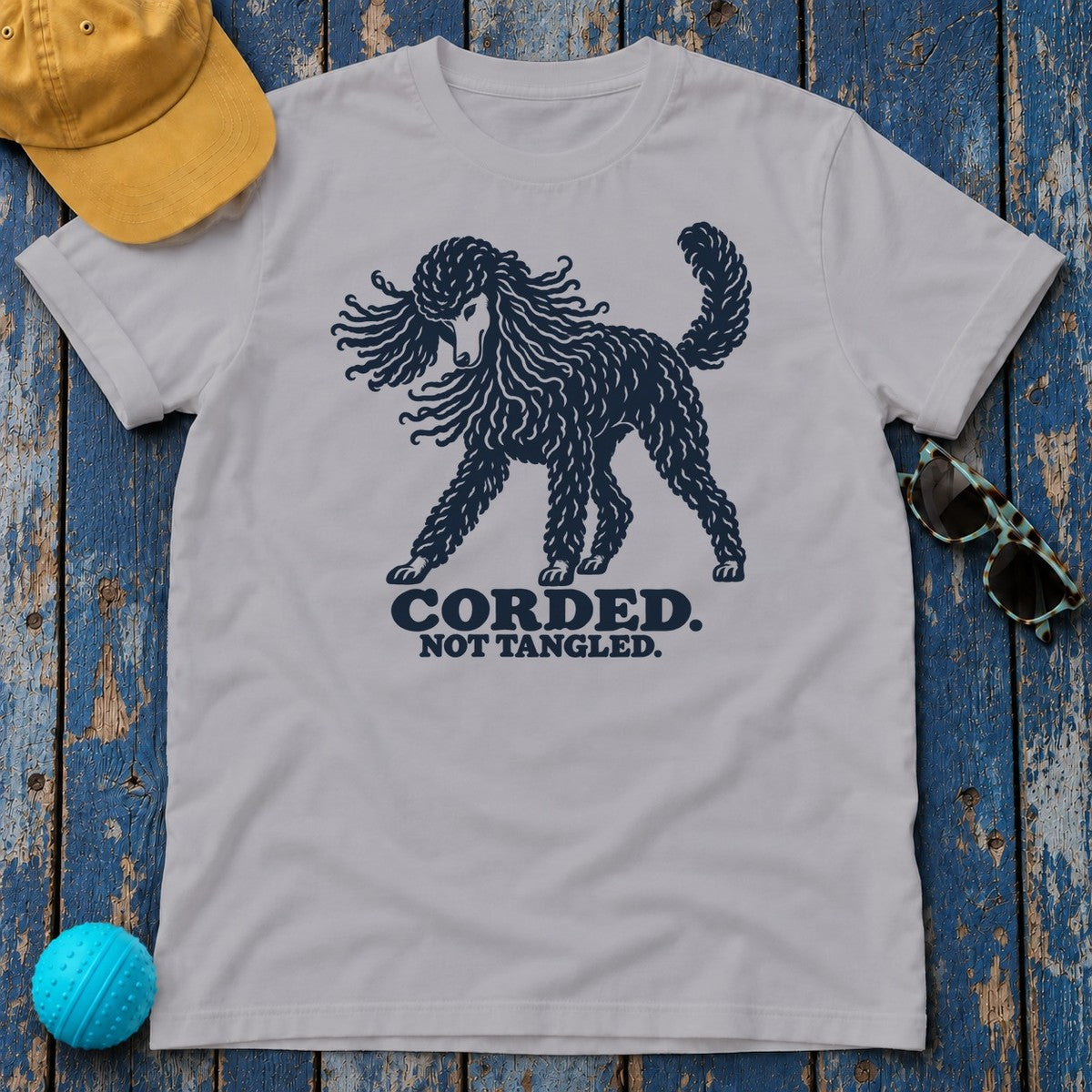 Corded Not Tangled Poodle T-Shirt in Athletic Heather