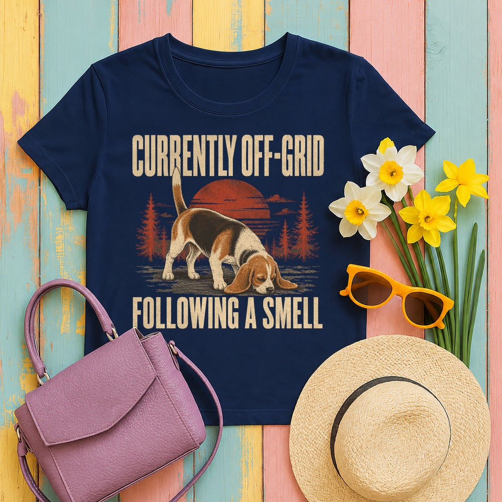 Off-Grid Beagle  T-Shirt in Navy