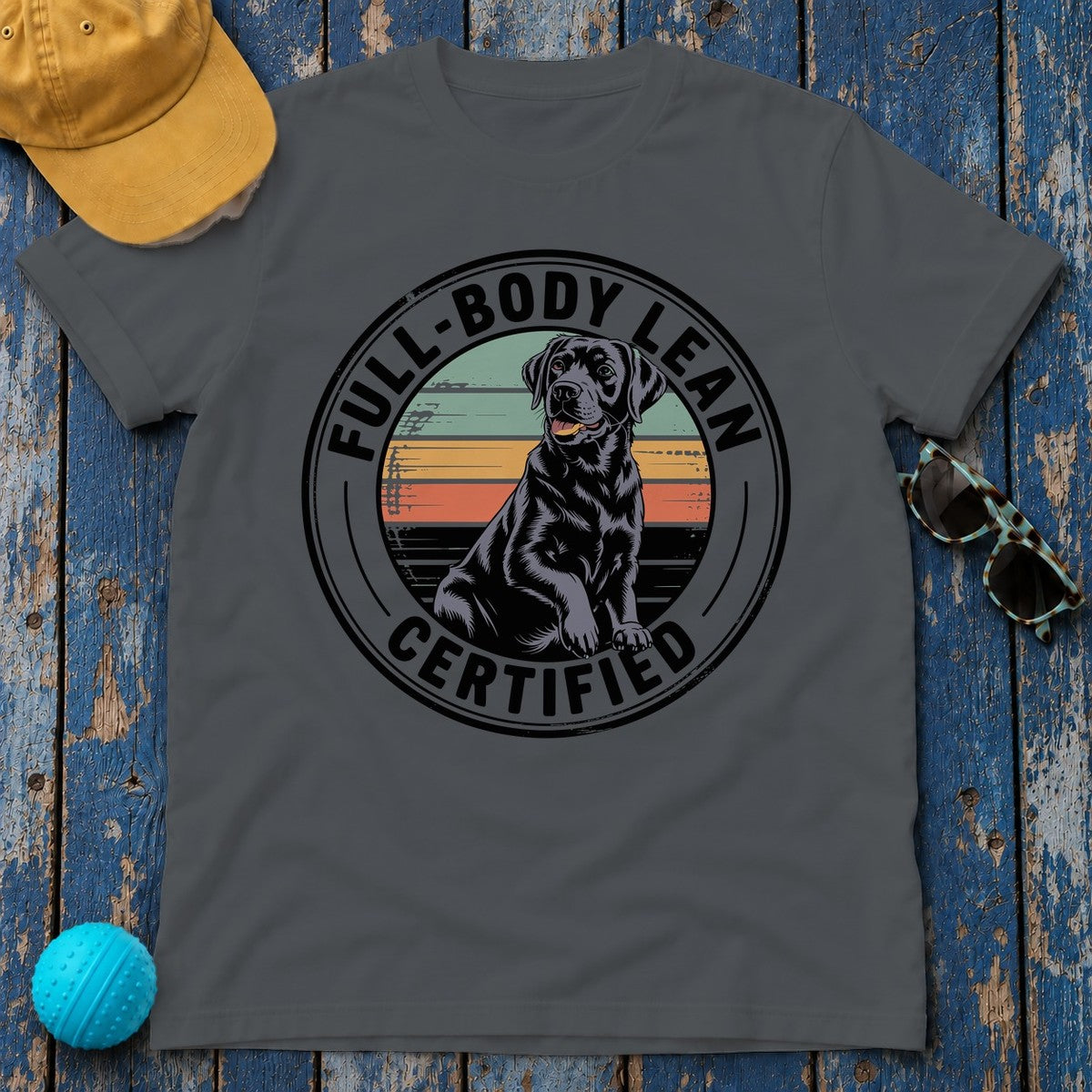 Full-Body Lean Certified Black Labrador T-Shirt in Charcoal