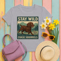 Boykin Spaniel Stay Wild Chase Squirrels T-shirt in Athletic Heather