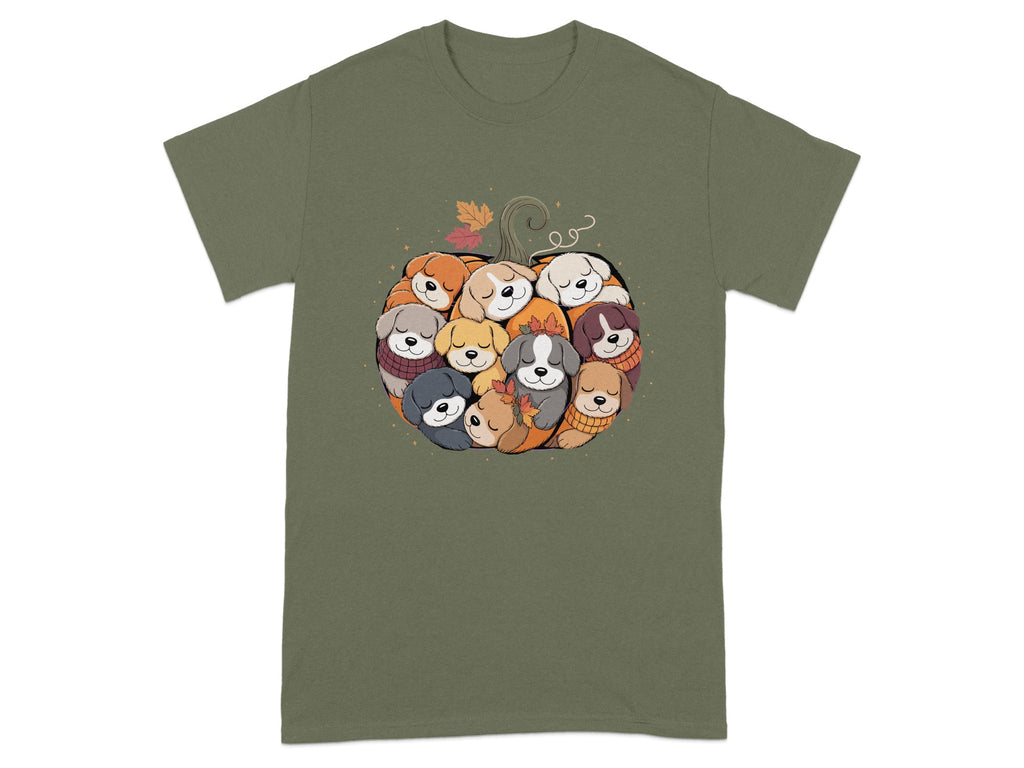 Cute Dogs in a Pumpkin Fall Themed Graphic T-shirt