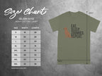 Gildan 5000 t-shirt size chart with "Eat. Sleep. Zoomies. Repeat." graphic.