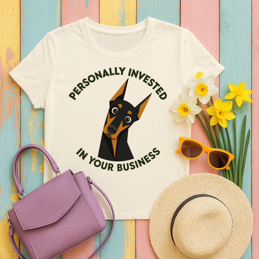 Doberman Pinscher — Invested Doberman T-shirt in Natural