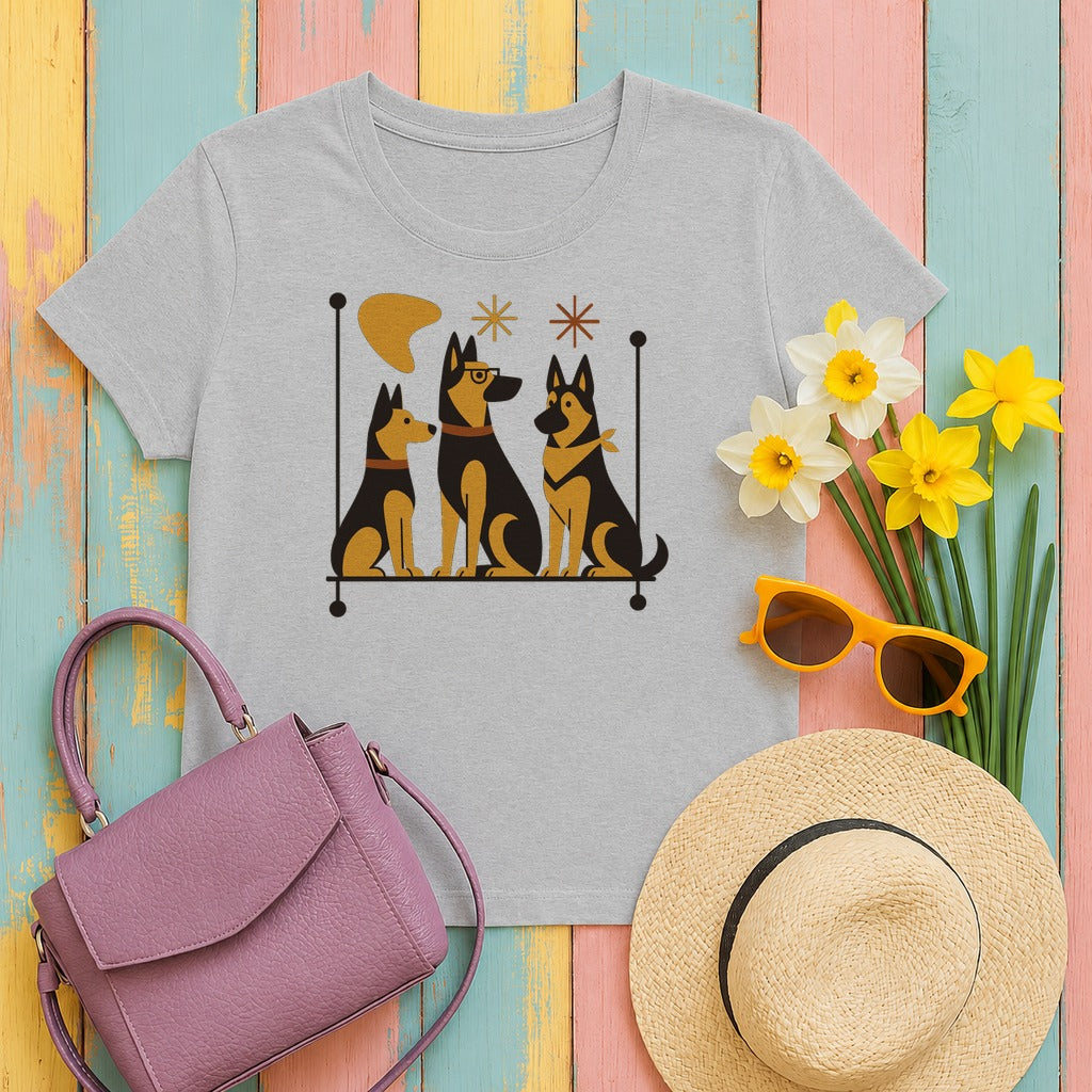 Mid-Century Shepherds Art T-Shirt in Sport Grey