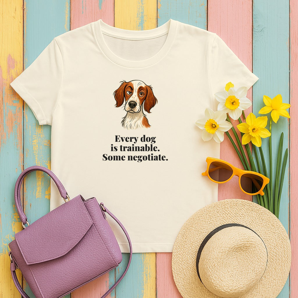 Irish Red and White Setter Some Negotiate Tee in Natural