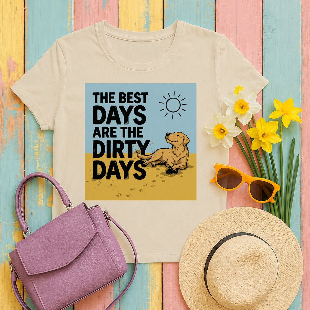 Dirty Days Golden Retriever T-Shirt in Sand