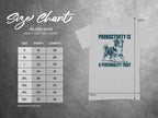 Gildan 5000 heavy cotton t-shirt size chart with dimensions.