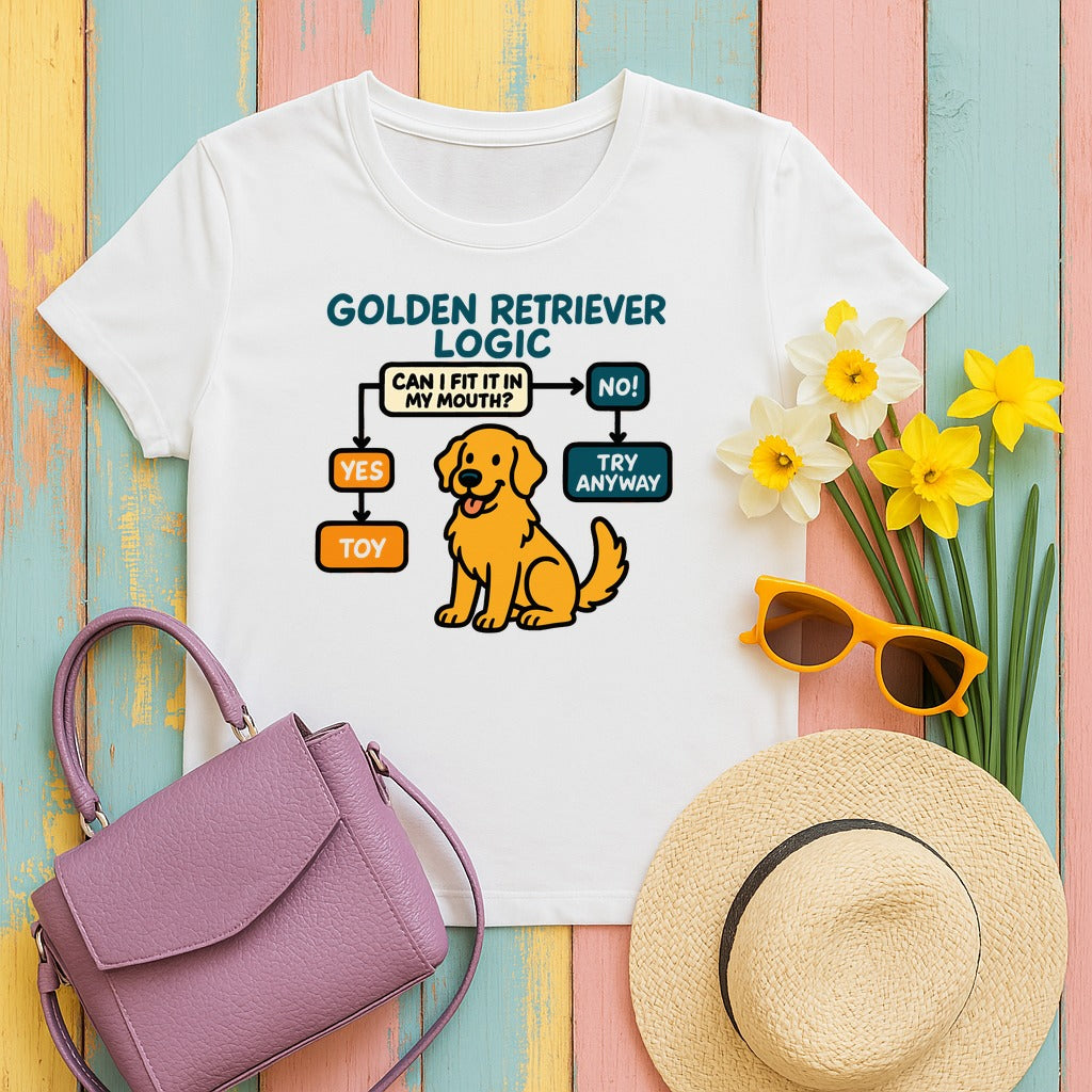 Golden Retriever Logic Flowchart T-Shirt in White