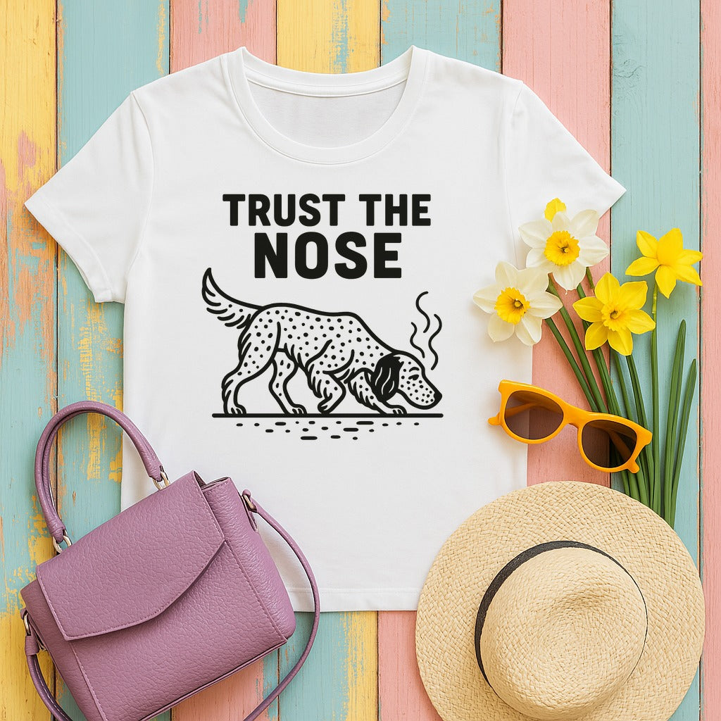 English Setter Trust the Nose Tee in White