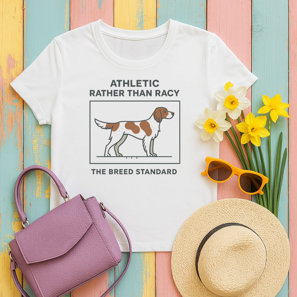 Irish Red and White Setter Athletic Rather Than Racy Tee in White