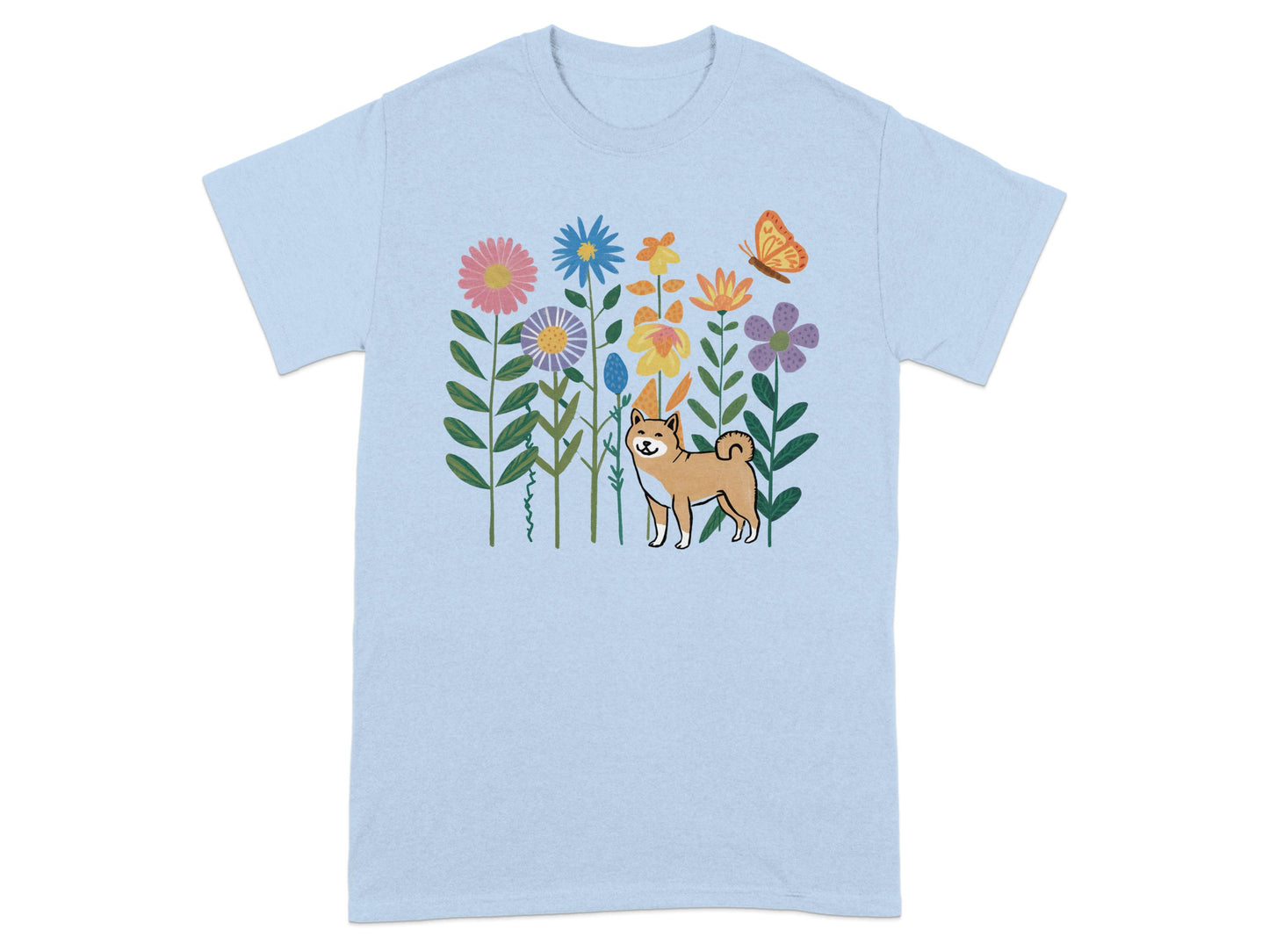 Cute Shiba Inu Among Flowers Graphic Tee product type