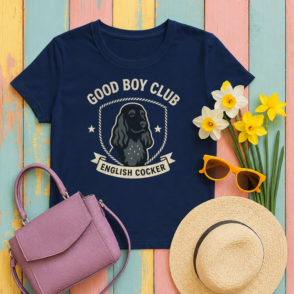 English Cocker Good Boy Club Tee in Navy