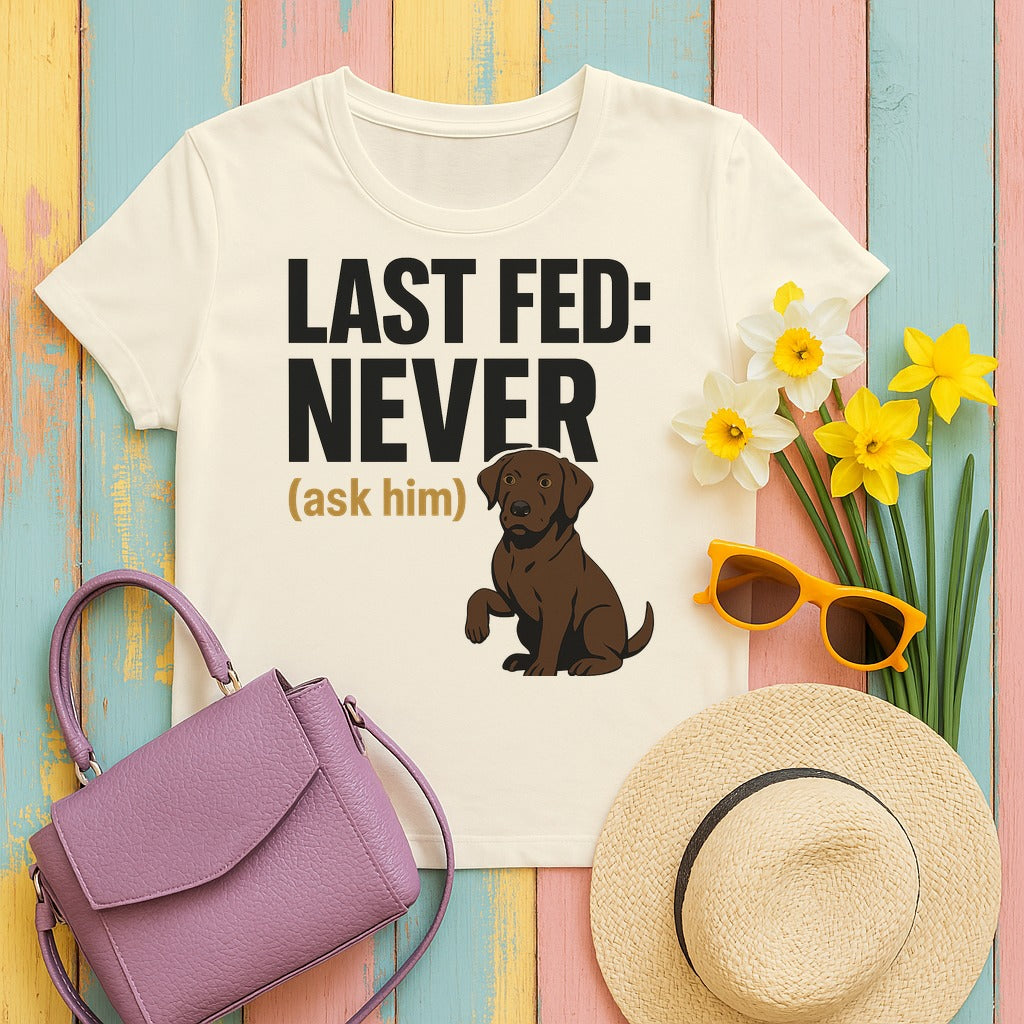 Chocolate Lab Last Fed Never T-shirt in Natural