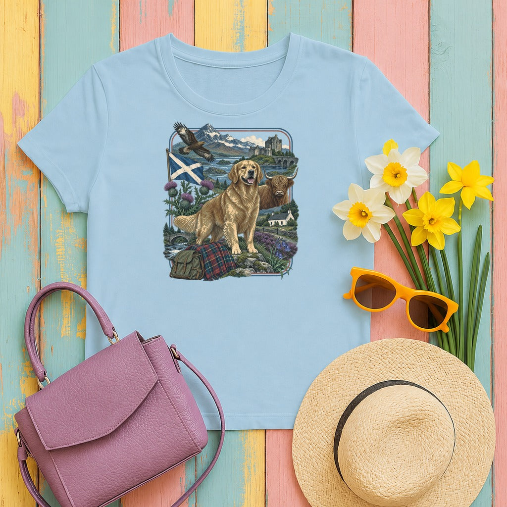 Golden Retriever Scotland Heritage tee, Light Blue